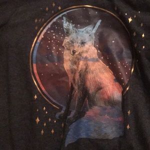 Dark Grey/Black Adorable Fox Print Tee